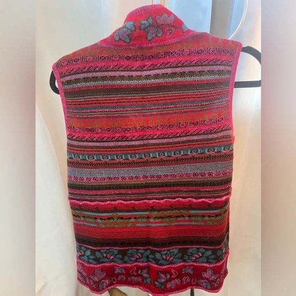 Vintage Coldwater Creek Sweater Cardigan Multicolor Floral Knit Vest Size small - Picture 4 of 5